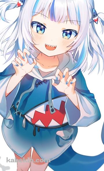 襲いかかる可愛いがうる・ぐら / 魚の骨 / ホロライブ / バーチャルYouTuber / VtuberのAndroidの壁紙(360px x 592px) スマホ用