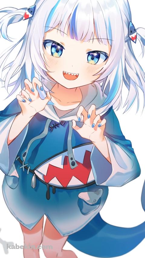 襲いかかる可愛いがうる・ぐら / 魚の骨 / ホロライブ / バーチャルYouTuber / VtuberのAndroidの壁紙(480px x 854px) スマホ用
