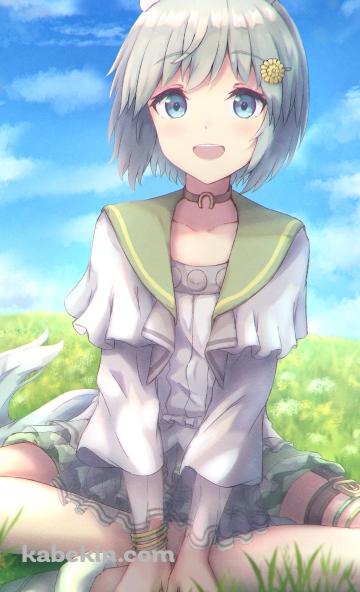 青空の下、草原の上で胡坐をかくセイウンスカイ / ウマ娘プリティーダービーのAndroidの壁紙(360px x 592px) スマホ用
