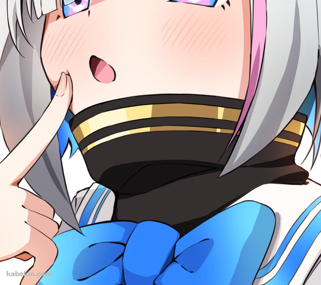 口元に指をあてる天音かなた / 不思議 / 生徒会長 / ホロライブ / バーチャルYouTuber / VtuberのAndroidの壁紙(1080px x 960px) スマホ用