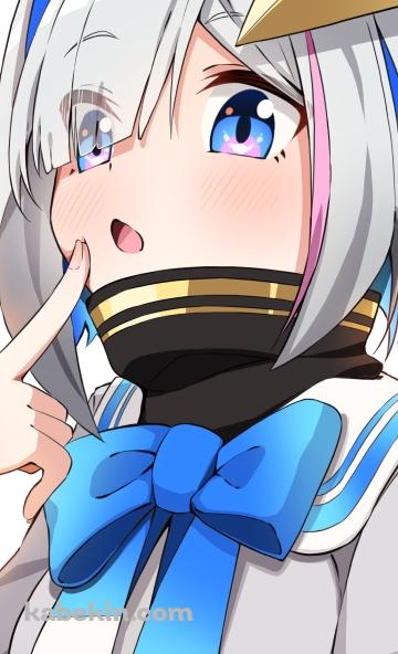 口元に指をあてる天音かなた / 不思議 / 生徒会長 / ホロライブ / バーチャルYouTuber / VtuberのAndroidの壁紙(360px x 592px) スマホ用