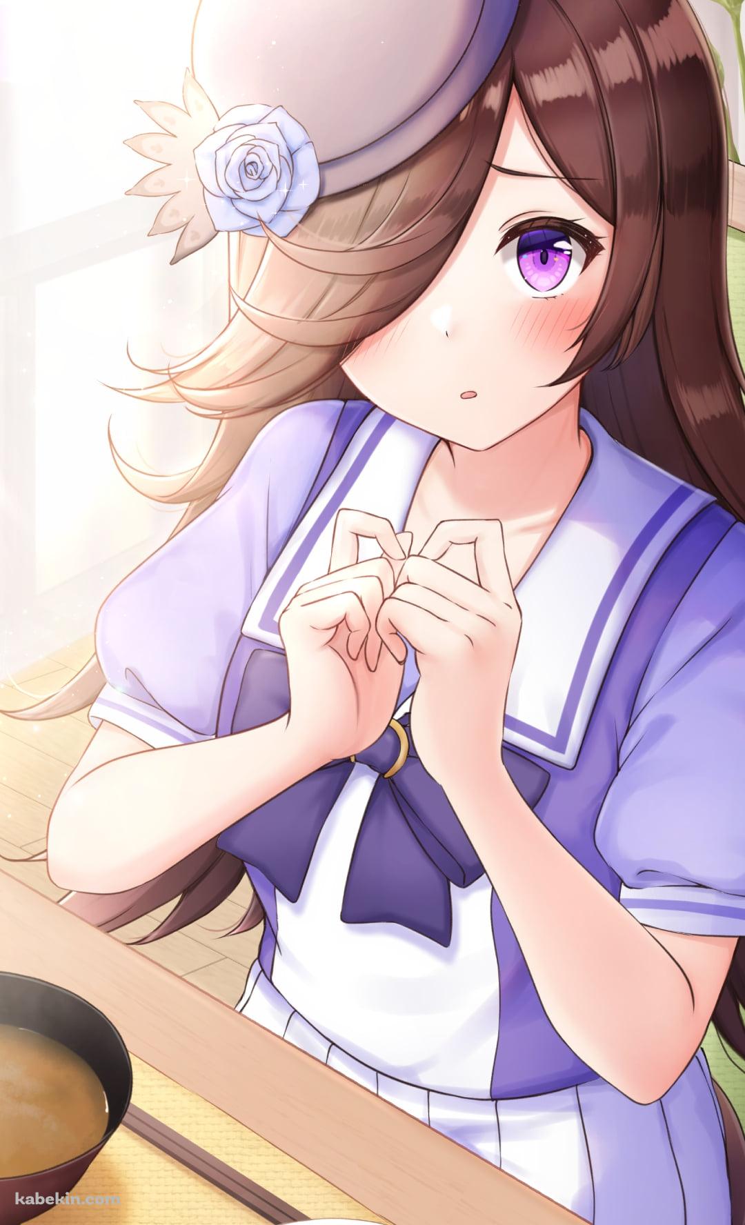 ご飯を食べるライスシャワー / 味噌汁 / ハンバーグ / ウマ娘プリティーダービーのAndroidの壁紙(1080px x 1776px) スマホ用