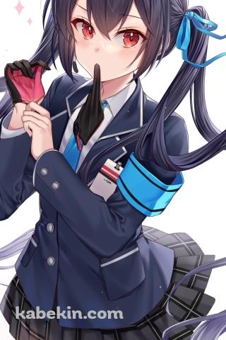 黒とピンクの手袋をはめる黒見セリカ / ブルアカ / ブルーアーカイブのAndroidの壁紙(320px x 480px) スマホ用