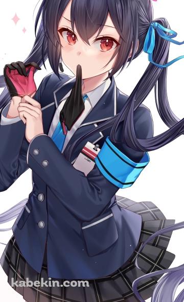 黒とピンクの手袋をはめる黒見セリカ / ブルアカ / ブルーアーカイブのAndroidの壁紙(360px x 592px) スマホ用