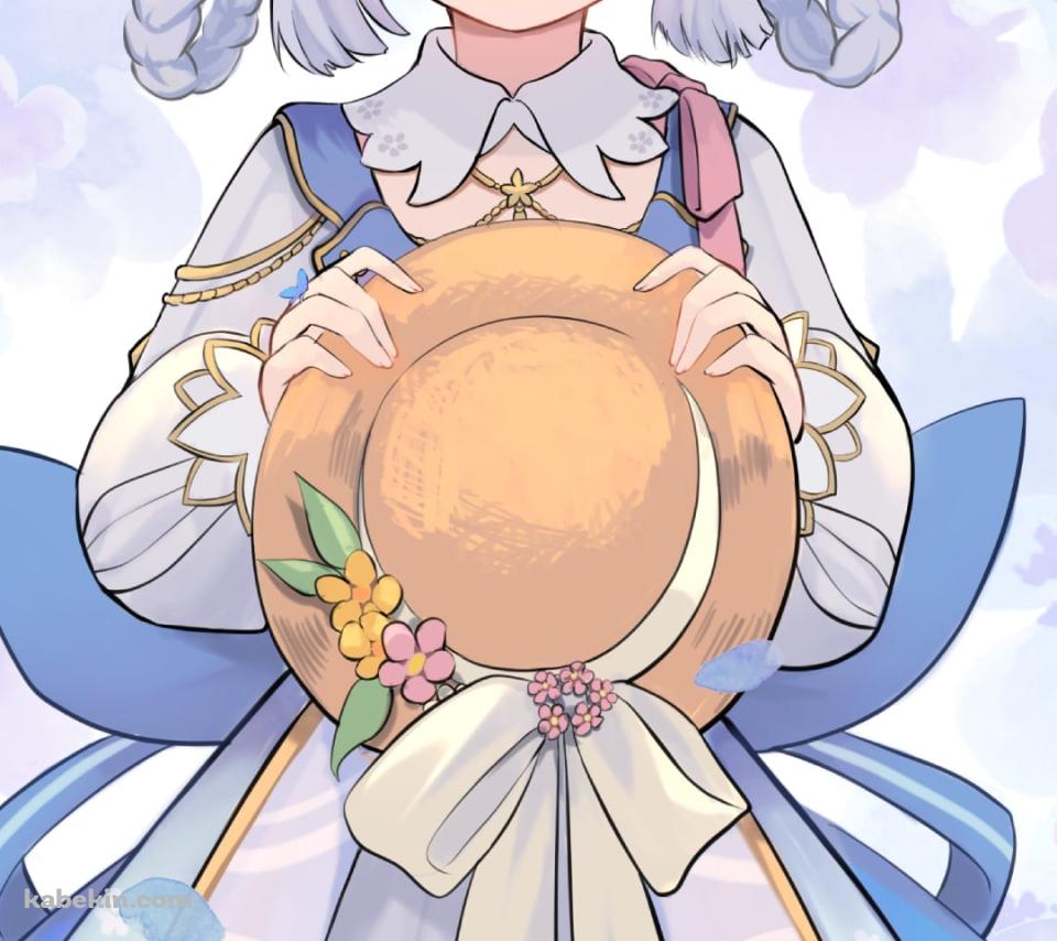 麦わら帽子を持つ可愛い神里綾華 / 原神のAndroidの壁紙(960px x 854px) スマホ用