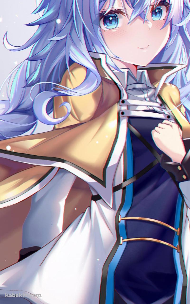 青い花びらが舞う中で拳を握るロキシー・ミグルディア / 無職転生のAndroidの壁紙(800px x 1280px) スマホ用