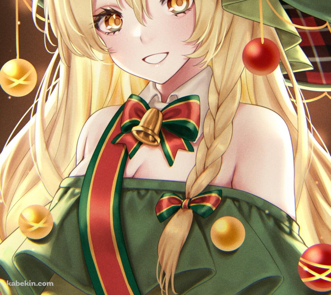 クリスマス仕様の衣装を着る可愛い霧雨魔理沙 / 東方のAndroidの壁紙(1080px x 960px) スマホ用