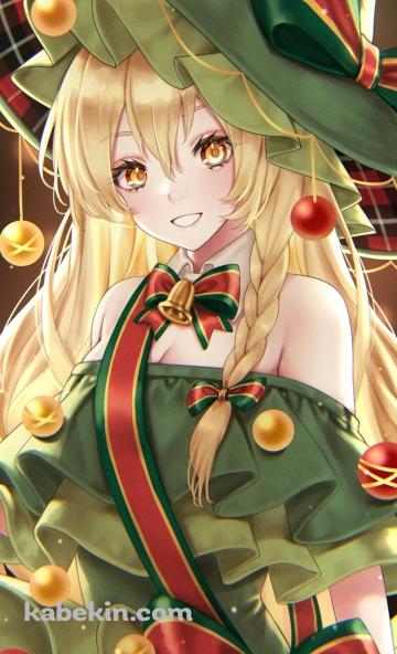 クリスマス仕様の衣装を着る可愛い霧雨魔理沙 / 東方のAndroidの壁紙(360px x 592px) スマホ用