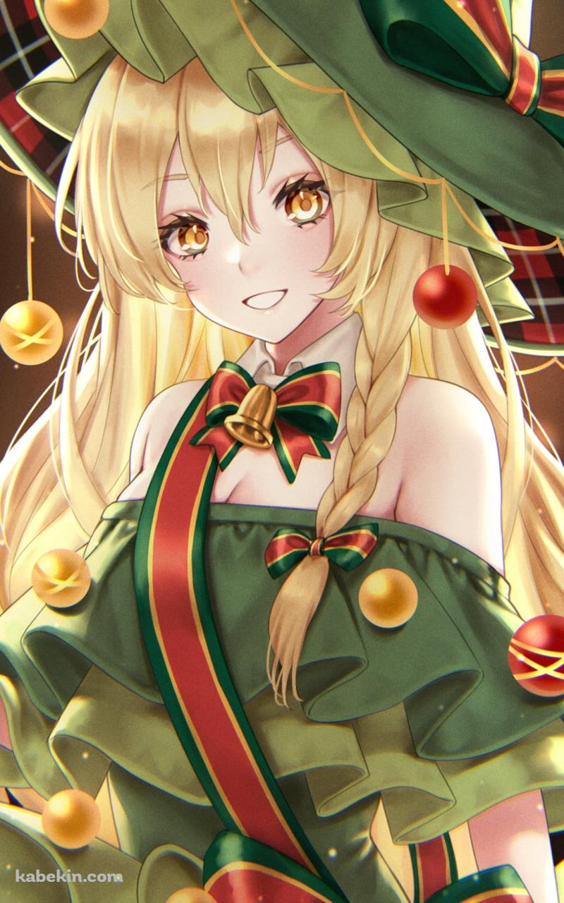 クリスマス仕様の衣装を着る可愛い霧雨魔理沙 / 東方のAndroidの壁紙(800px x 1280px) スマホ用