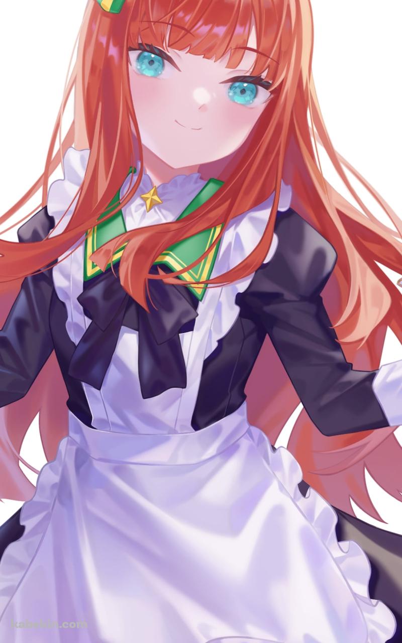 紅茶を持つメイド姿のかわいいサイレンススズカ / ウマ娘プリティーダービーのAndroidの壁紙(800px x 1280px) スマホ用