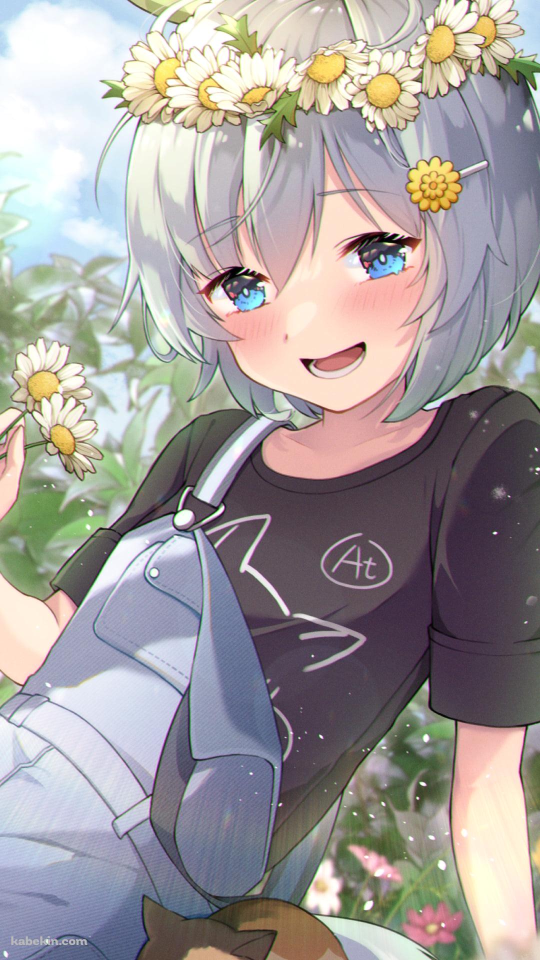 白い花を摘むセイウンスカイ / お昼寝する猫 / ウマ娘プリティーダービーのAndroidの壁紙(1080px x 1920px) スマホ用