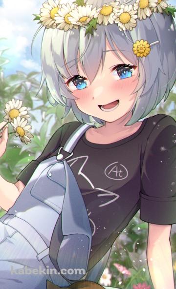 白い花を摘むセイウンスカイ / お昼寝する猫 / ウマ娘プリティーダービーのAndroidの壁紙(360px x 592px) スマホ用