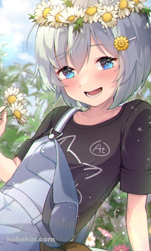 白い花を摘むセイウンスカイ / お昼寝する猫 / ウマ娘プリティーダービーのAndroidの壁紙(480px x 800px) スマホ用