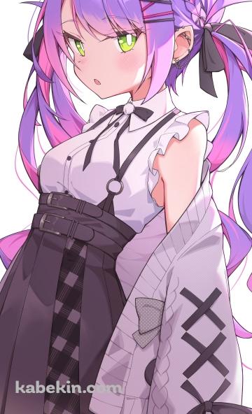 こちらを見つめるプニプニの常闇トワ / 緑の瞳 / ホロライブ / バーチャルYouTuber / VtuberのAndroidの壁紙(360px x 592px) スマホ用
