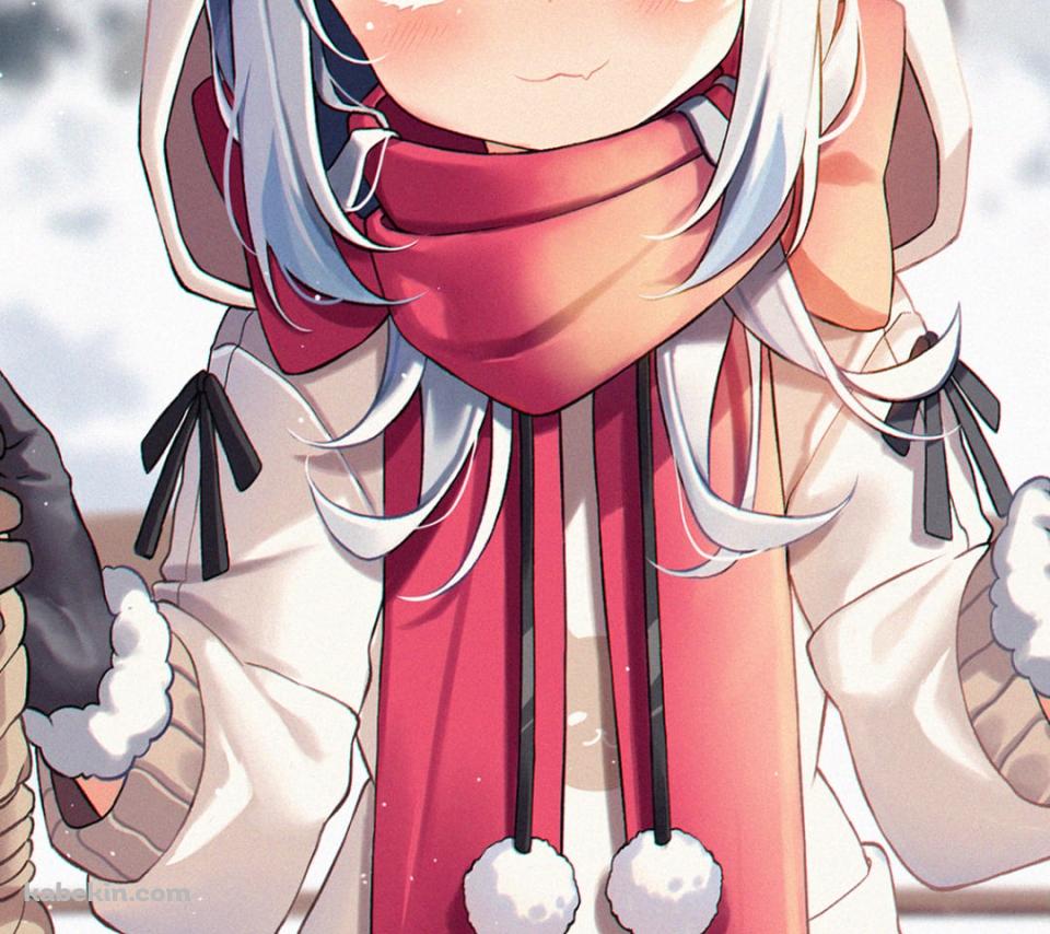 冬、雪が降る中で木のブランコに乗るかわいいがうる・ぐら / ホロライブ / バーチャルYouTuber / VtuberのAndroidの壁紙(960px x 854px) スマホ用