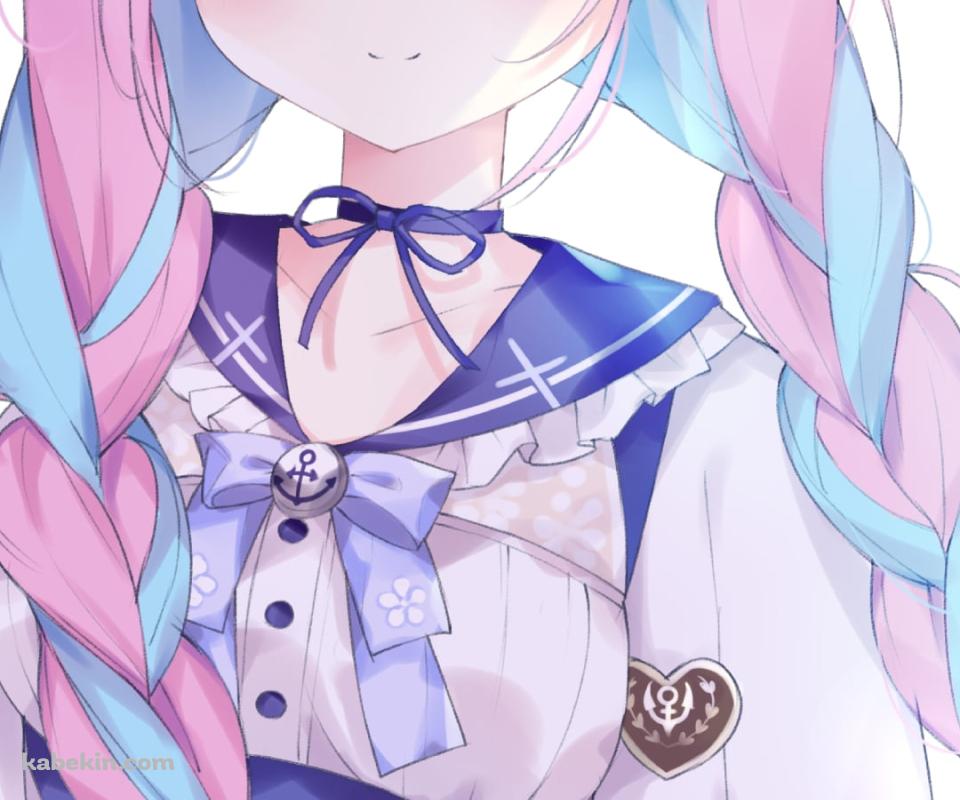 微笑む湊あくあ / ピンクと水色の髪 / ホロライブ / バーチャルYouTuber / VtuberのAndroidの壁紙(960px x 800px) スマホ用
