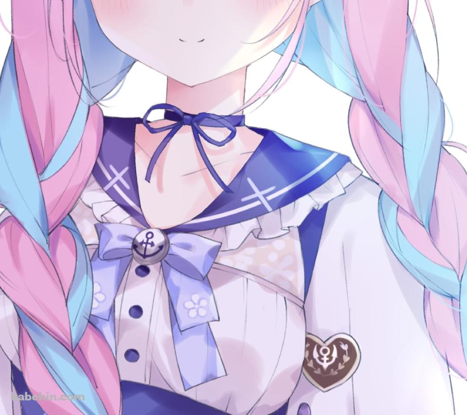 微笑む湊あくあ / ピンクと水色の髪 / ホロライブ / バーチャルYouTuber / VtuberのAndroidの壁紙(960px x 854px) スマホ用