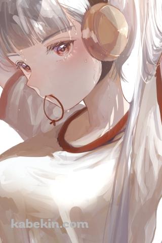赤いゴムで髪を結わくゴールドシップ / ポニーテール / 体操着 / ウマ娘プリティーダービーのAndroidの壁紙(320px x 480px) スマホ用