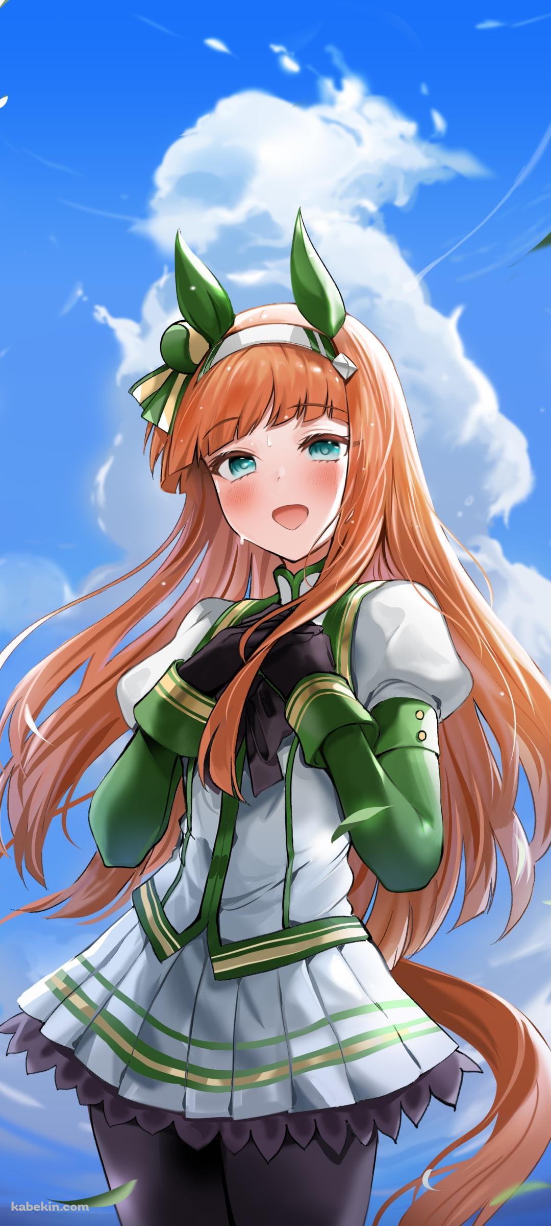 舞い散る木の葉の中、胸に手をあてるサイレンススズカ / ウマ娘プリティーダービーのAndroidの壁紙(1080px x 2400px) スマホ用
