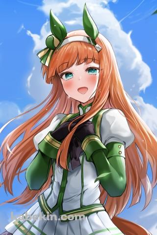 舞い散る木の葉の中、胸に手をあてるサイレンススズカ / ウマ娘プリティーダービーのAndroidの壁紙(320px x 480px) スマホ用