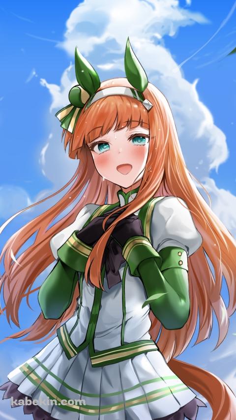 舞い散る木の葉の中、胸に手をあてるサイレンススズカ / ウマ娘プリティーダービーのAndroidの壁紙(480px x 854px) スマホ用