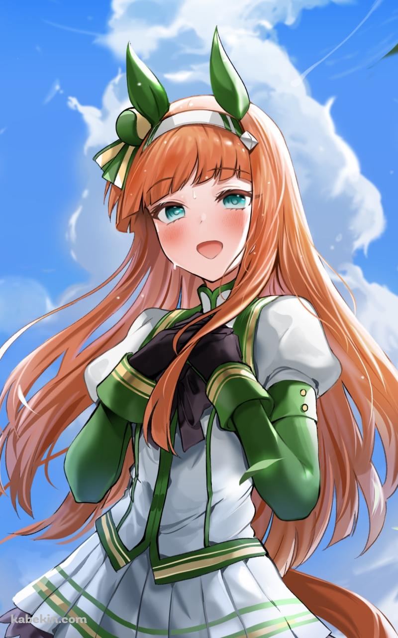 舞い散る木の葉の中、胸に手をあてるサイレンススズカ / ウマ娘プリティーダービーのAndroidの壁紙(800px x 1280px) スマホ用