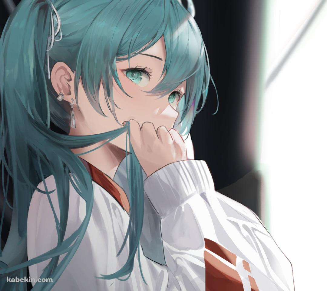 白と赤のジャンパーを着た初音ミク / ボカロ / ボーカロイドのAndroidの壁紙(1080px x 960px) スマホ用