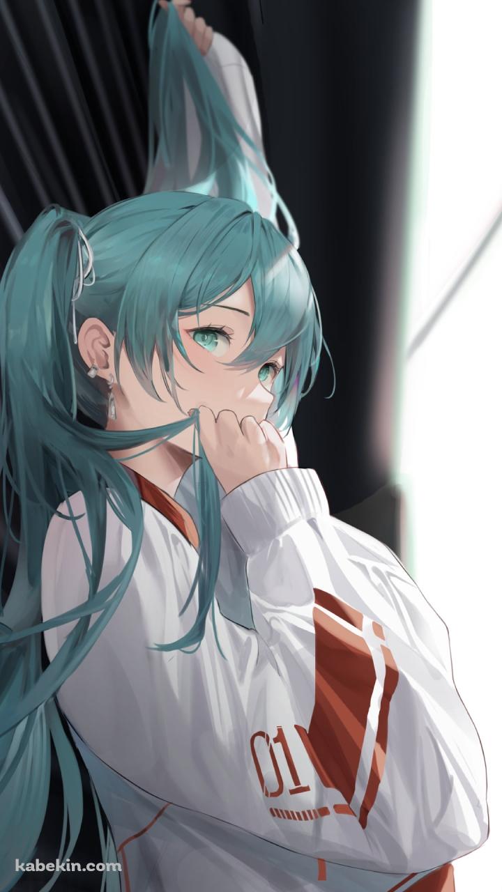 白と赤のジャンパーを着た初音ミク / ボカロ / ボーカロイドのAndroidの壁紙(720px x 1280px) スマホ用