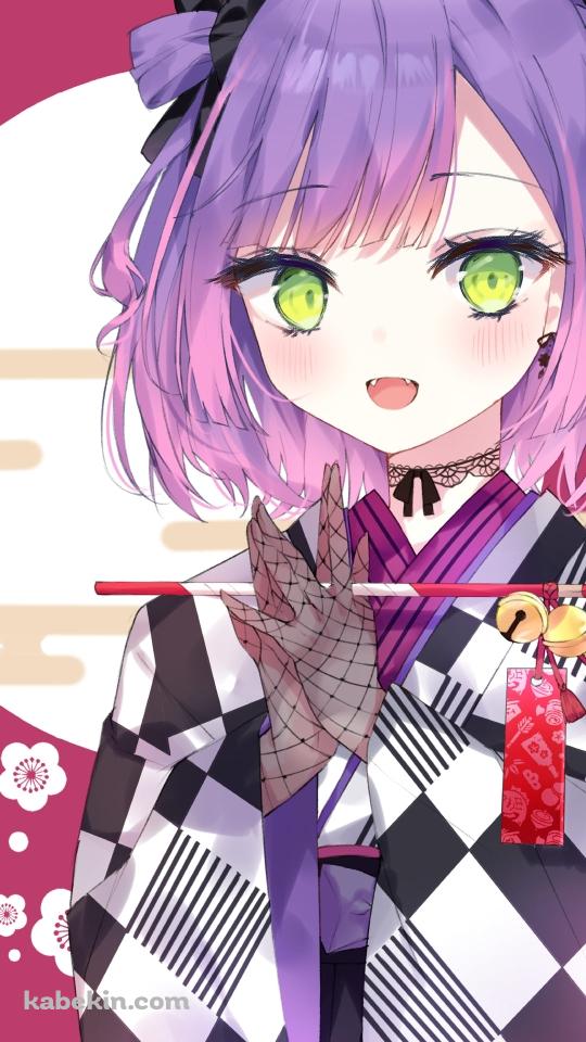 鈴のついた絵馬を持つ可愛い常闇トワ / ホロライブ / バーチャルYouTuber / VtuberのAndroidの壁紙(540px x 960px) スマホ用