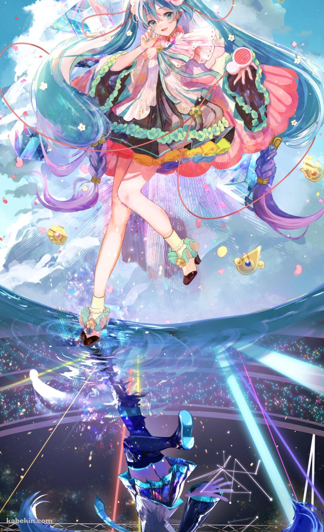 鏡面反射する可愛い初音ミク / マジカルミライ / ボカロ / ボーカロイドのAndroidの壁紙(1080px x 1776px) スマホ用