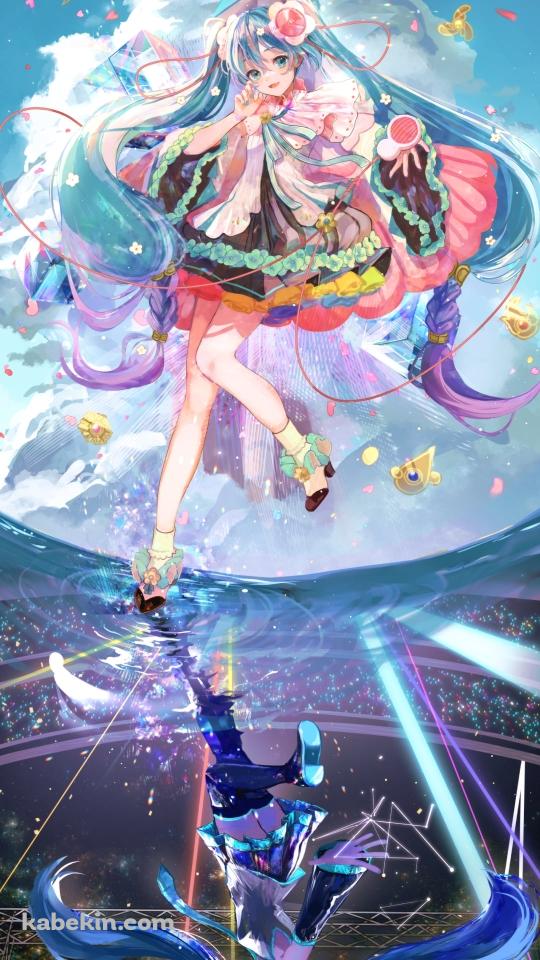 鏡面反射する可愛い初音ミク / マジカルミライ / ボカロ / ボーカロイドのAndroidの壁紙(540px x 960px) スマホ用