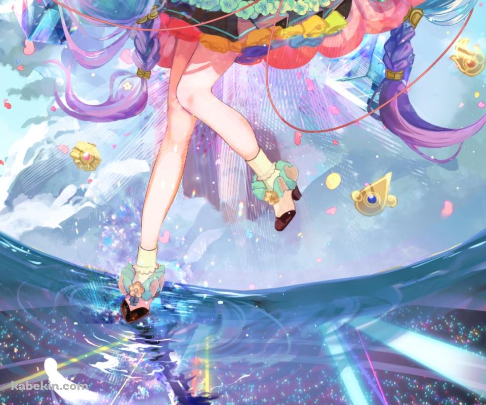 鏡面反射する可愛い初音ミク / マジカルミライ / ボカロ / ボーカロイドのAndroidの壁紙(960px x 800px) スマホ用
