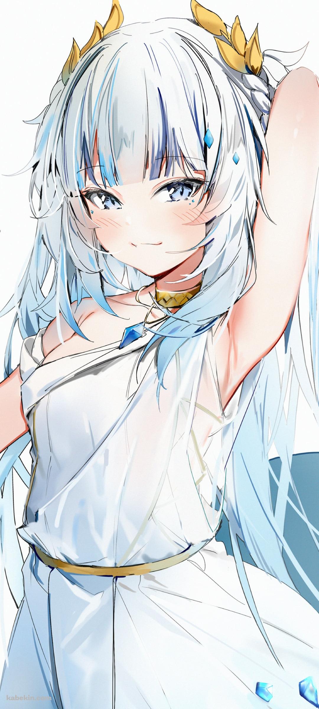 左手を挙げてこちらを見つめる可愛いがうる・ぐら / ホロライブ / バーチャルYouTuber / VtuberのAndroidの壁紙(1080px x 2400px) スマホ用