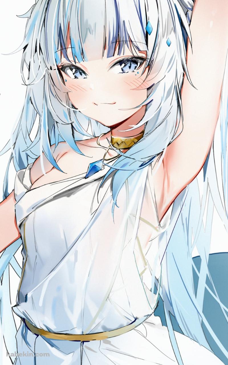 左手を挙げてこちらを見つめる可愛いがうる・ぐら / ホロライブ / バーチャルYouTuber / VtuberのAndroidの壁紙(800px x 1280px) スマホ用