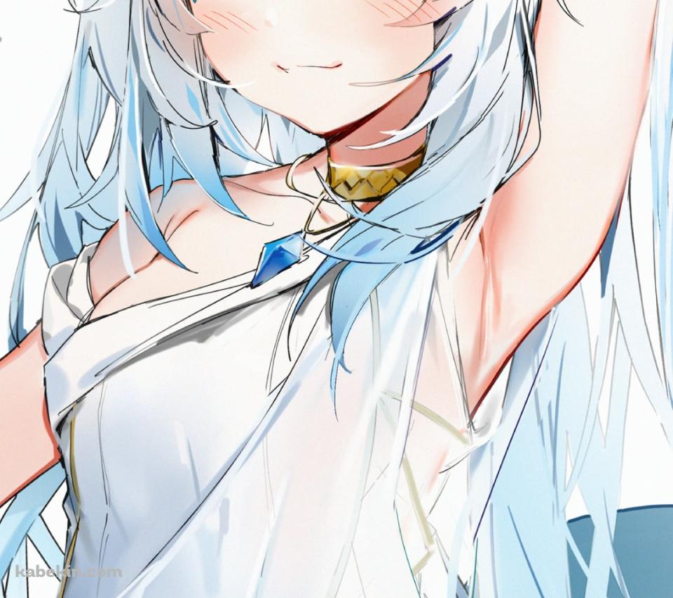 左手を挙げてこちらを見つめる可愛いがうる・ぐら / ホロライブ / バーチャルYouTuber / VtuberのAndroidの壁紙(960px x 854px) スマホ用