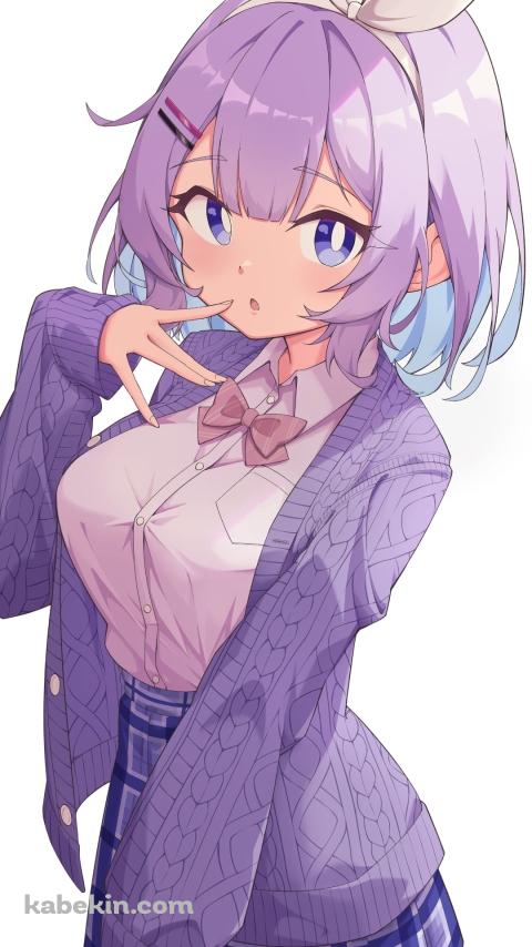紫コーデの洋服を着た可愛いヌン・ボラ / にじさんじ / バーチャルYouTuber / VtuberのAndroidの壁紙(480px x 854px) スマホ用