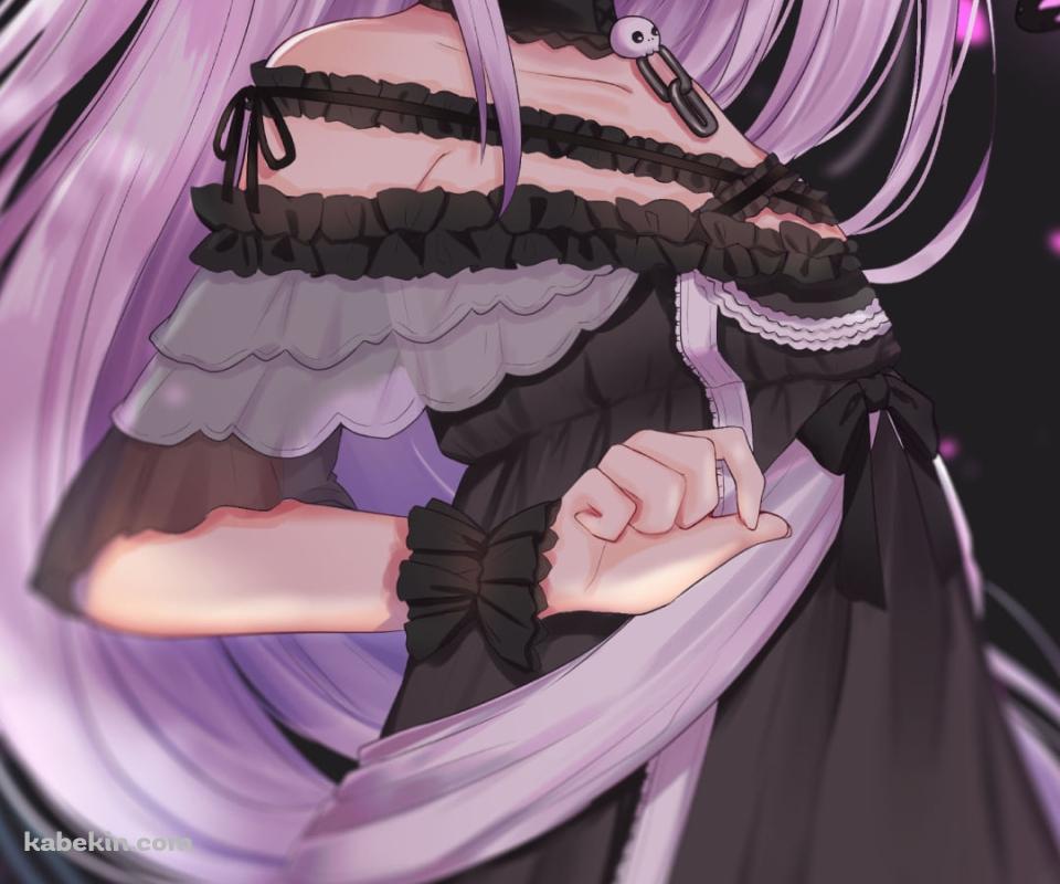 紫の髪色のクールな潤羽るしあ / ホロライブ / バーチャルYouTuber / VtuberのAndroidの壁紙(960px x 800px) スマホ用