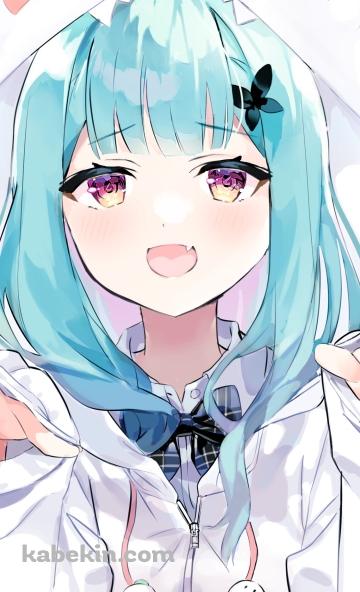 両手をかざし、笑顔の潤羽るしあ / ホロライブ / バーチャルYouTuber / VtuberのAndroidの壁紙(360px x 592px) スマホ用