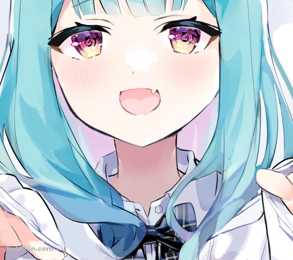 両手をかざし、笑顔の潤羽るしあ / ホロライブ / バーチャルYouTuber / VtuberのAndroidの壁紙(960px x 854px) スマホ用