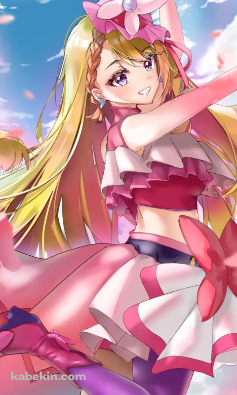 青空とキュアバタフライ / 聖あげは / ひろがるスカイ!プリキュアのAndroidの壁紙(480px x 800px) スマホ用