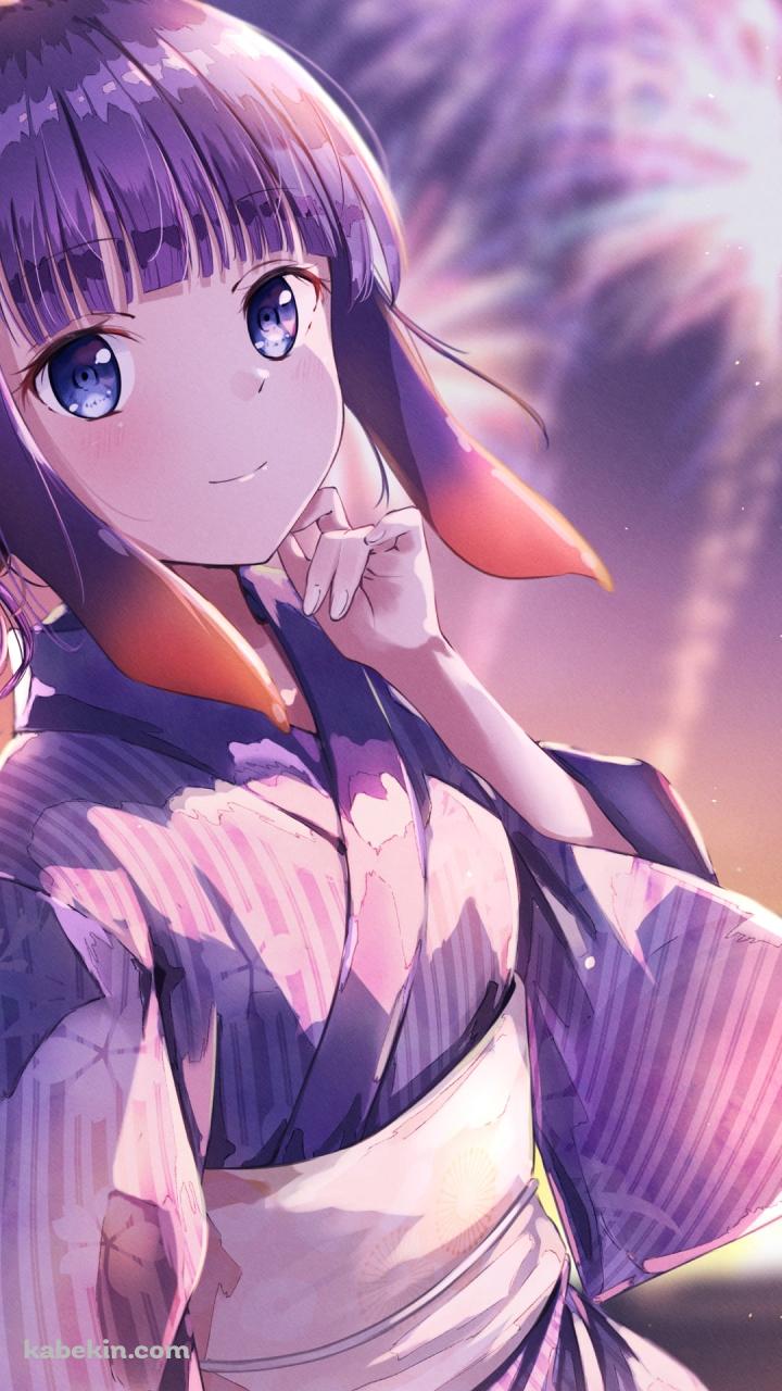 浴衣を着て花火を見る可愛い一伊那尓栖 / ホロライブ / バーチャルYouTuber / VtuberのAndroidの壁紙(720px x 1280px) スマホ用