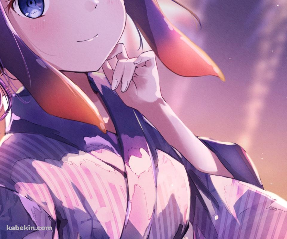 浴衣を着て花火を見る可愛い一伊那尓栖 / ホロライブ / バーチャルYouTuber / VtuberのAndroidの壁紙(960px x 800px) スマホ用