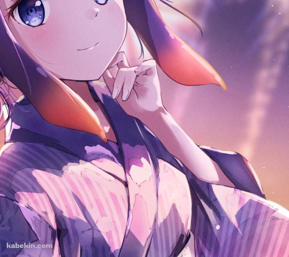 浴衣を着て花火を見る可愛い一伊那尓栖 / ホロライブ / バーチャルYouTuber / VtuberのAndroidの壁紙(960px x 854px) スマホ用