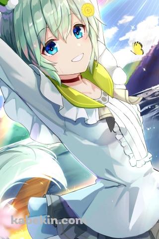 ピンクと白のコスモスとセイウンスカイ / 湖 / 山 / 虹 / ウマ娘プリティーダービーのAndroidの壁紙(320px x 480px) スマホ用