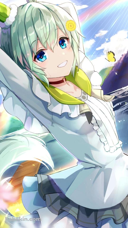 ピンクと白のコスモスとセイウンスカイ / 湖 / 山 / 虹 / ウマ娘プリティーダービーのAndroidの壁紙(540px x 960px) スマホ用