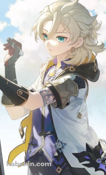 青空の下、キャンバスに絵を描くアルベド / 原神のAndroidの壁紙(360px x 592px) スマホ用