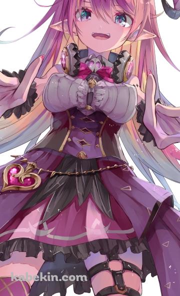 両手でポーズをとる魔乃アロエ / ホロライブ / バーチャルYouTuber / VtuberのAndroidの壁紙(360px x 592px) スマホ用