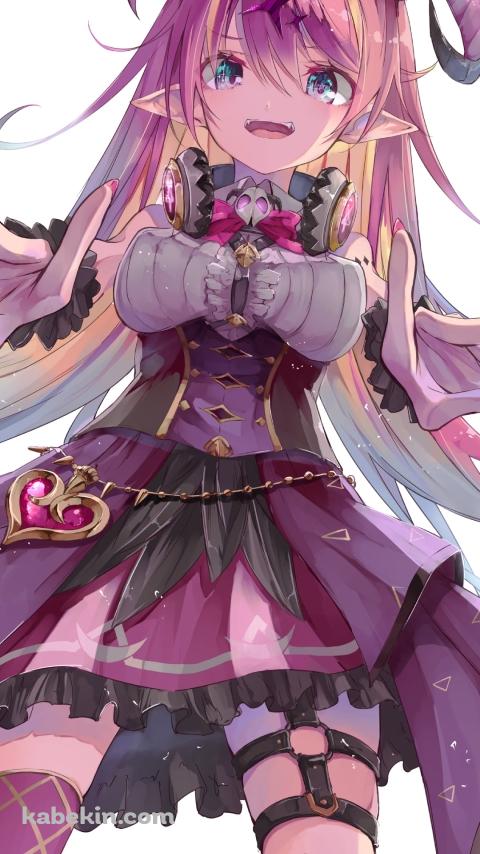 両手でポーズをとる魔乃アロエ / ホロライブ / バーチャルYouTuber / VtuberのAndroidの壁紙(480px x 854px) スマホ用