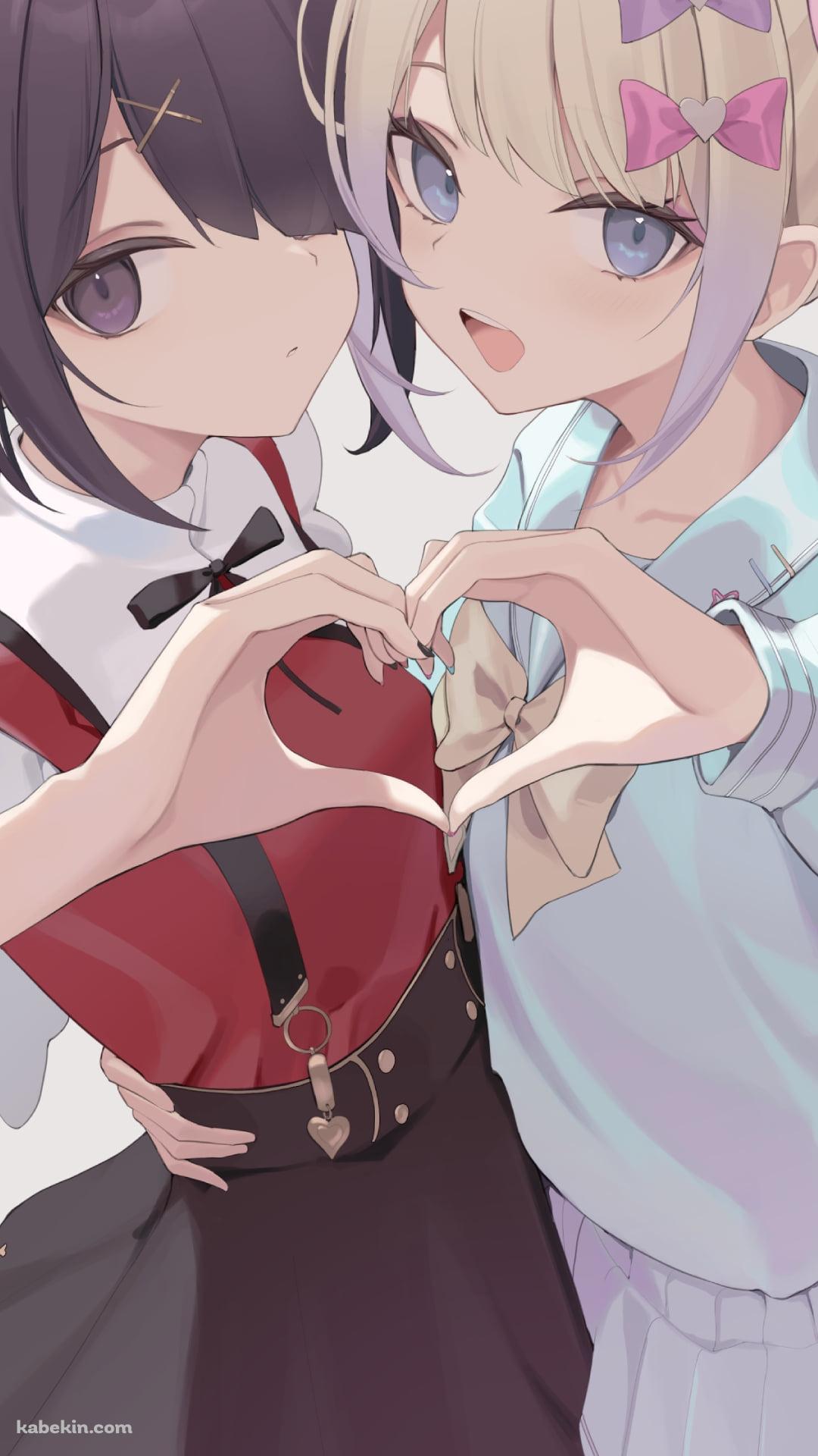 手を合わせてハートを作るあめちゃんと超絶最かわてんしちゃん / 超てんちゃん / NEEDY GIRL OVERDOSE ニーディーガール オーバードーズのAndroidの壁紙(1080px x 1920px) スマホ用