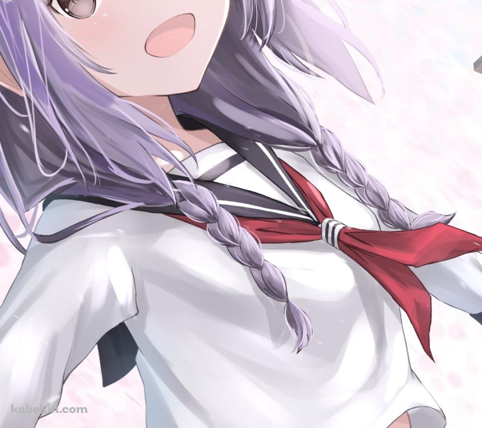 桜とセーラー服を着た笑顔の可愛い八乙女うるし / 舞う将棋の駒 / 歩 / それでも歩は寄せてくるのAndroidの壁紙(960px x 854px) スマホ用